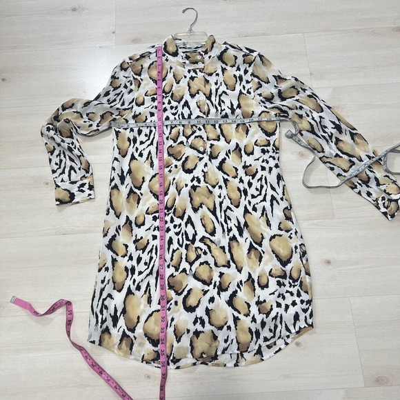 Equipment Femme Dress Medium 100% Silk Leopard print Shirt Dress Lined - Picture 14 of 16